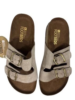 White Mountain Footbeds Sandals Helga Leather Suede Taupe Women's Sz 8